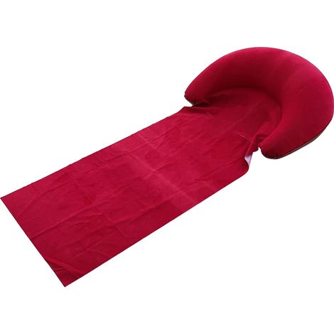 (Rouge) Tapis de plage gonflable pliable pour le camping en plein air, léger et portable, facile à utiliser, parfait pour les fêtes sur la plage. (1/4)