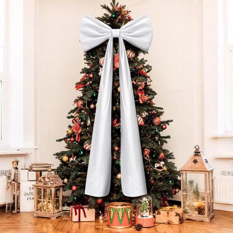 Ribbon Bow - 6 Ft Velvet Christmas Tree Topper Bow - For Home Window Wall Mantel Decoration - 1 Piece (1/5)