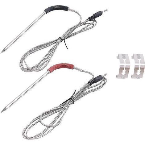 Sondes à viande de rechange par lot de deux, compatibles avec les fours et fumoirs Weber, sondes de température alternatives tierces avec clips de fixation. (1/5)