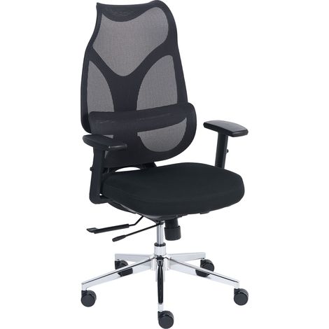 Silla de oficina ergonómica con soporte lumbar reposabrazos ajustables asiento deslizante de malla negro Velio (1/5)