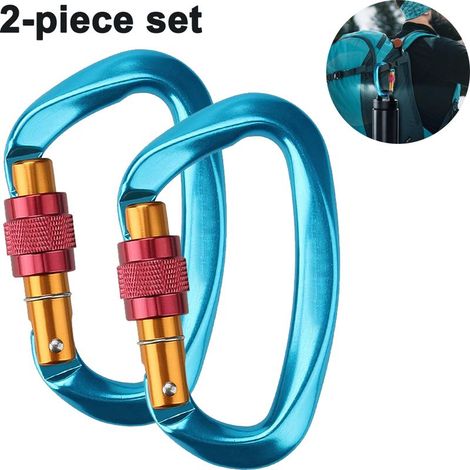 Mousqueton Welltop, mousqueton d'escalade, porte-clés mousqueton en aluminium, mousqueton robuste de 25 kN avec verrouillage à vis pour l'escalade, la descente en rappel et les hamacs (noir) (1/5)