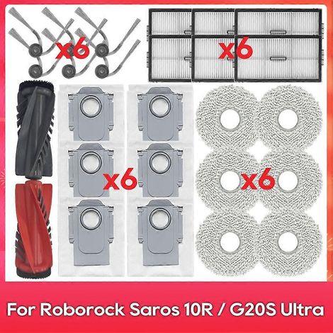 Filtre pour aspirateur brosse pour aspirateur Filtre de brosse pour aspirateur filtre de Roborock Saros 10R / G20S Ultra Main Side Brosse HEPA Filtre Serpillière Cloth Sac à poussière Robot Aspirateur (1/5)