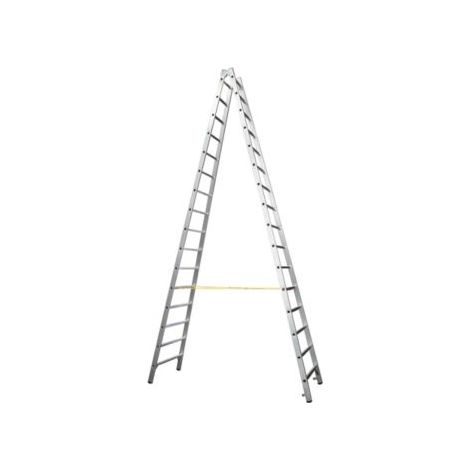 Stehleiter 2x16 Sprossen Aluminium Leiterlänge 4580mm Arbeits-H.b.ca.5650mm (1/5)