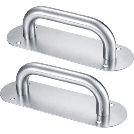 2 Pcs Poignée de Porte Coulissante,Poignées de Porte à Pousser en Acier Inoxydable,Traction de Poignée d'Armoire avec Plaque Arrière pour les Portes de Grange Placard Jardin(200x 65mm/Oval) (1/5)