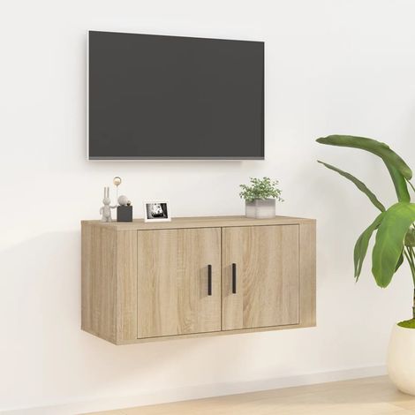 Mueble para TV de pared roble 80x34,5x40 cm