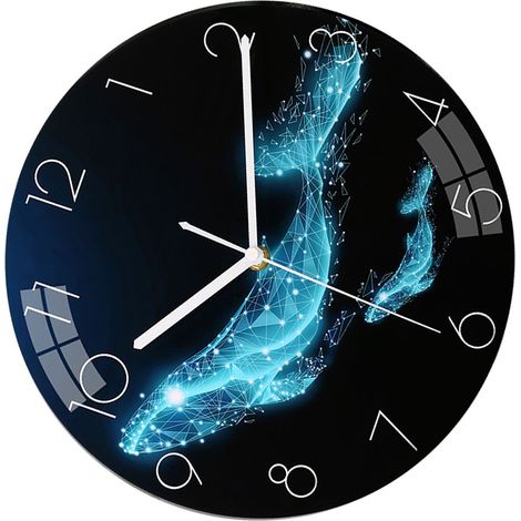 Wanduhr, geräuschlos, batteriebetrieben, rund, aus MDF, dekoratives Design, 30 cm (12 Zoll), geometrischer Wal, für Wohnzimmer, Schlafzimmer, Büro (1/5)