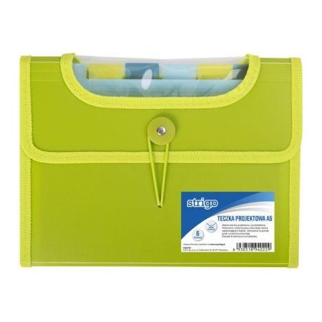 Carpeta A5 con 6 separadores en V, color verde strigo