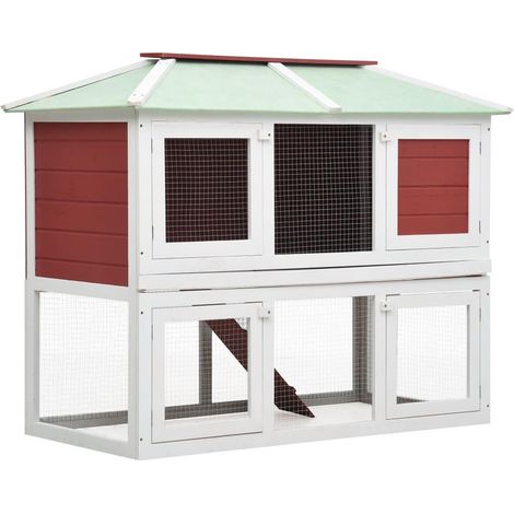 Jaula doble de madera para mascotas 115 cm color rojo 020000574