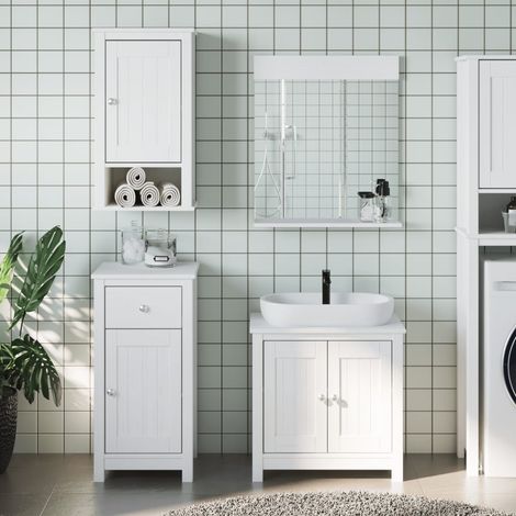 vidaXL 3 Piece Bathroom Furniture Set "BERG" White Solid Wood Pine (1/5)