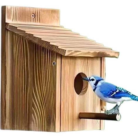 Nichoirs pour L'Extérieur avec Perchoir Décoration de Jardin en Bois Nichoir En Bois D'Extérieur pour Pinson Rouge-gorge Perruche Mésange Extérieur Jardin Pelouse Fenêtre Arbre (1/5)