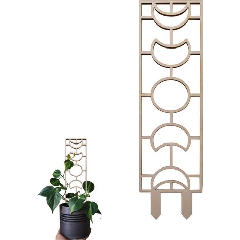 Tuteur pour Plantes Potagères en Bois Naturel - Set de 3 Supports Géométriques, Honeycombs et Moon (Khaki, 30cm) (1/5)