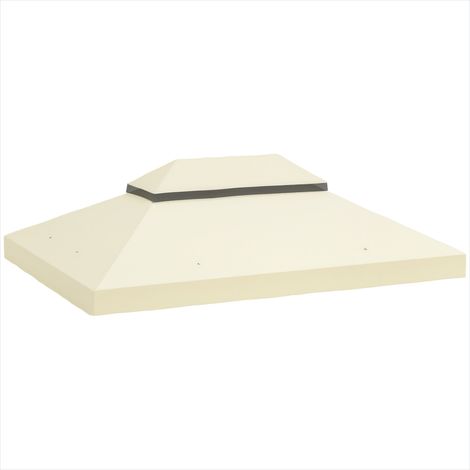 Tonnelle de jardin 4 x 3 m toile de rechange à deux niveaux crème (1/5)