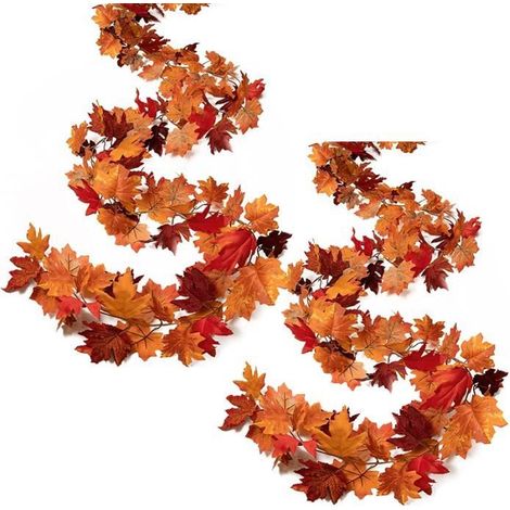 Lot de 2 guirlandes d'automne 6 pieds avec feuilles d'érable pour décoration intérieure (1/4)