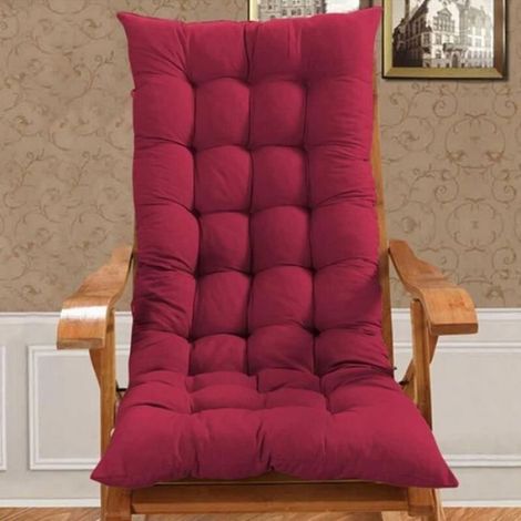 Coussin de fauteuil basculant pour terrasse de jardin, 110 x 40 cm, grand coussin pais pour fauteuil inclinable, vin. (1/4)