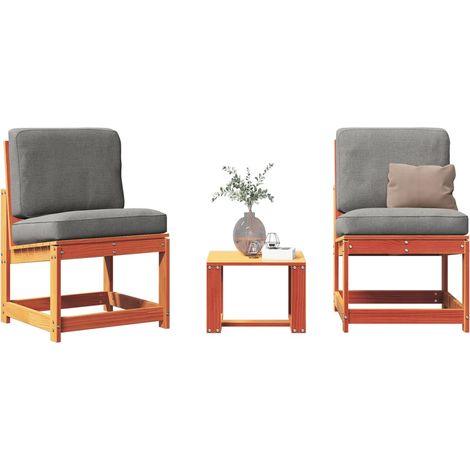 3-tlg. Garten-Lounge-Set Wachsbraun Massivholz Kiefer (1/5)