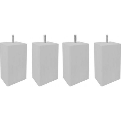 Lot de 4 pieds de meuble gris 15x6 carré bois de hêtre - PIEDS DE LIT (1/4)