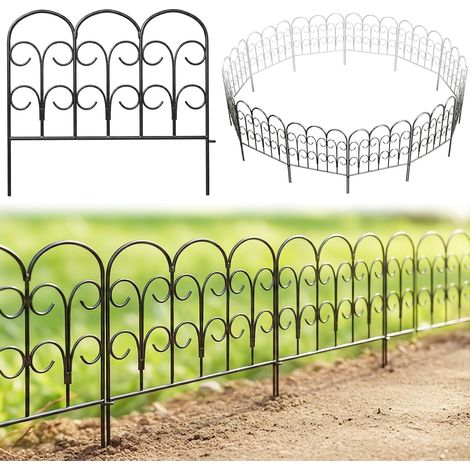 Decorative Metal Garden Fence 40cm H x 47cm (5 Panels, 2.35m) Wrought Iron Garden Border Flower Bed (1/5)