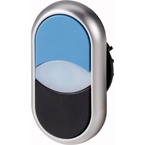 Bouton-poussoir double +voyant lumineux plat blanc blanc noir 000284818 EATON M22-DDLF---
