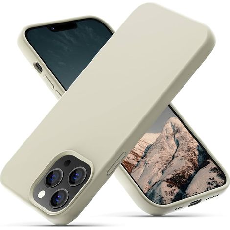 CUSTODIA PER APPLE IPHONE 14 CREMA CON RETRO IN SILICONE RIGIDO