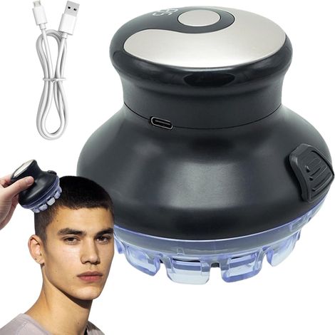 Tondeuse à cheveux sans fil circulaire, rotative USB rechargeable étanche sert l'équipement de préparation, coupe le rasoir la préparation - (1/5)
