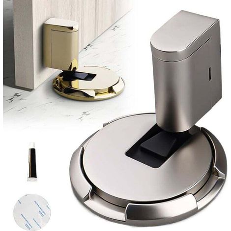 Cale Porte Bloc Porte, Butee de Porte Stop Porte, Magnétique en Métal Butée de Porte, Butee de Porte Magnetique Arrêt de Porte en Métal, loquet de porte magnétique pour maison，Brossé - Crezuo (1/4)