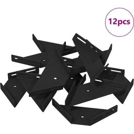 Corner Bracket 12 pcs Black 138.5 x 50.5 x 16 mm Iron vidaXL