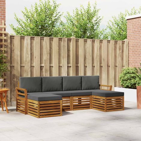 Sofagarnituren 6 pcs Natur und Anthrazit Massivholz Akazie