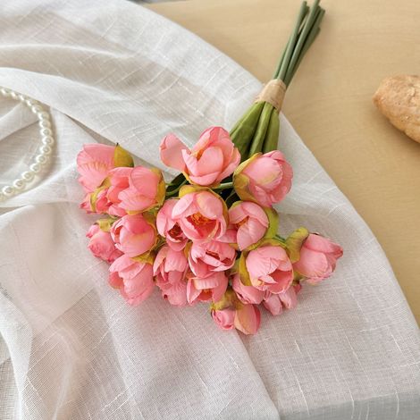 1 Bunch Artificial Tulip Flower for Home Decoration and Photography,Light pink (1/5)