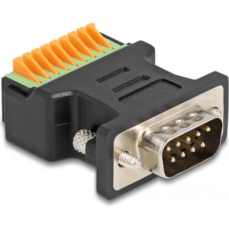 Delock Adaptador de D-Sub 9 macho a bloque de terminales con pulsador