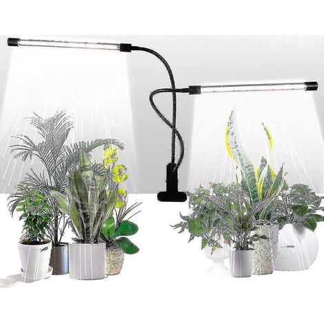 Ecleanfy - Lampe de croissance, blanc soleil 50 W, 84 LED, double tête, fixation par pince, minuterie 4/8/12 h, 5 niveaux d'intensité. (1/5)