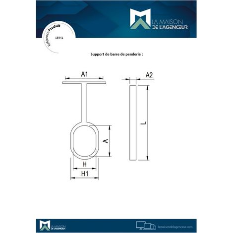 Support de barre de penderie (plafond)