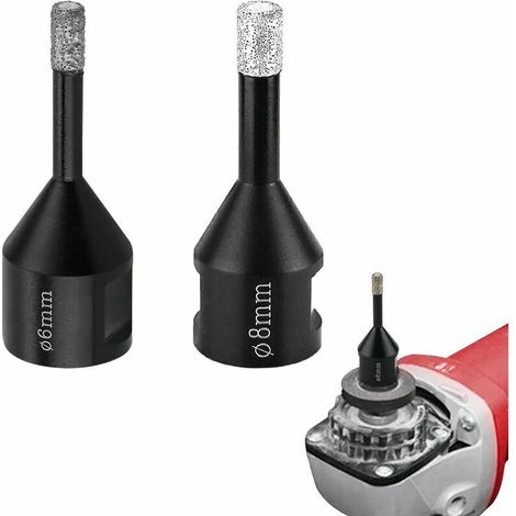 royaluxe -Forets Diamant, forets à carrelage, 2PCS 6mm/8mm, Trépans de Forage avec Filetage M14, Brasé Sous Vide Trépans, pour Perçage à sec en Porcelaine Carrelage Granit Marbre, le perçage de carrea (1/5)