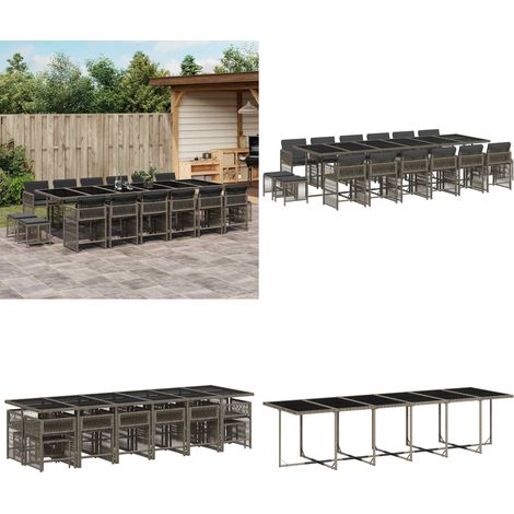 Ensemble à manger de jardin 17 pcs et coussins résine tressée - Salon De Jardin - Meuble De Jardin - Set De Jardin - Résine Tressée - Mobilier D'extérieur - Home & Living (1/5)