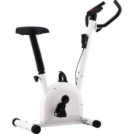 Vélo d'appartement à courroie avec selle réglable noir et blanc 90 x 38 x 103 cm - PANGIVO (1/5)