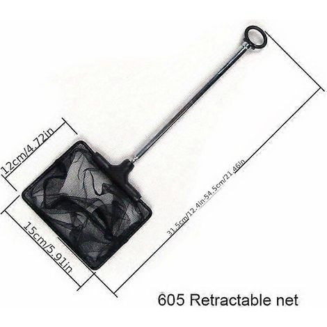 Épuisette pour aquarium, maille fine de 15 cm, manche rétractable de 23 à 61 cm, manche en acier inoxydable, modèle Aqu 605 (1/5)