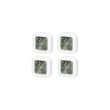 Paquete de 4 termómetros de interior, mini termómetros e higrómetros de alta precisión con monitor de temperatura e higrómetro con icono de aire. Cómodos para la cocina, la habitación del bebé, el inv