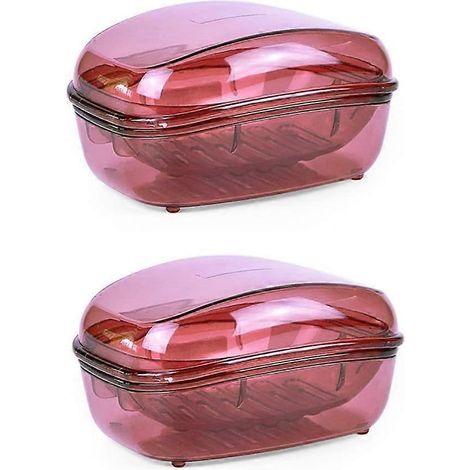 Set van 2 transparante plastic zeepdoosjes voor thuis en in de keuken, groot formaat (1/5)