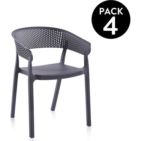 Pack 4 sillas de exterior Diza Antracita 50,5cm (ancho) x 73,5cm (alto) (1/5)