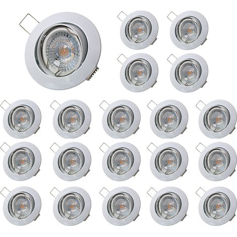 Lot de 20 Spot led ronde blanc orientable 38° blanc chaud (1/6)