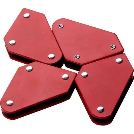 BRAVIX Mini-Schweißmagnete, 4-teiliges Set mit 45°-, 90°- und 135°-Winkeln, Tragkraft bis zu 4 kg, rot (1/5)