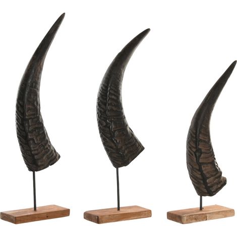 Decoracion Set 3 Cuerno Bufalo 20X11X63 Soporte (1/4)