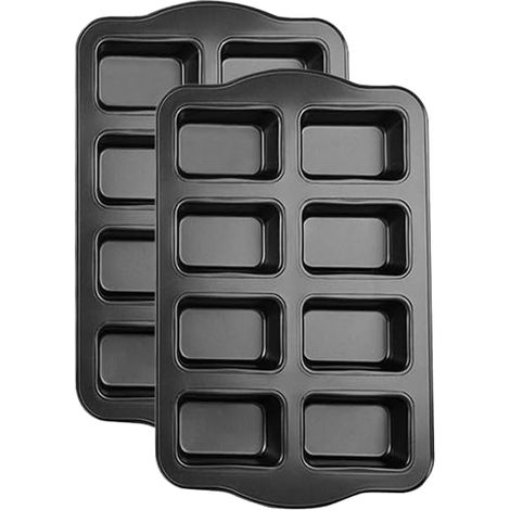 Lot de 8 mini moules à pain anti-adhésifs en acier carbone, gris (2 ensembles). (1/5)