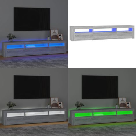 TV-Schrank mit LED-Leuchten Grau Sonoma 195x35x40 cm - TV Schrank - Holzwerkstoff Möbel - Grauer Wohntisch - LED Beleuchtung - Regal - Home & Living (1/5)