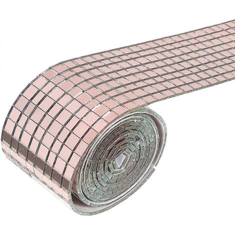 1 rouleau de mosaïque miroir autocollante or rose, carreaux de mosaïque carrés en verre, autocollants mosaïque miroir pour décoration murale DIY (1/4)