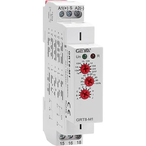 Relé temporizador multifunción de 16 A con 10 funciones seleccionables, relé AC/DC 12V-240V (GRT8-M1, AC/DC 12V-240V) (1/5)