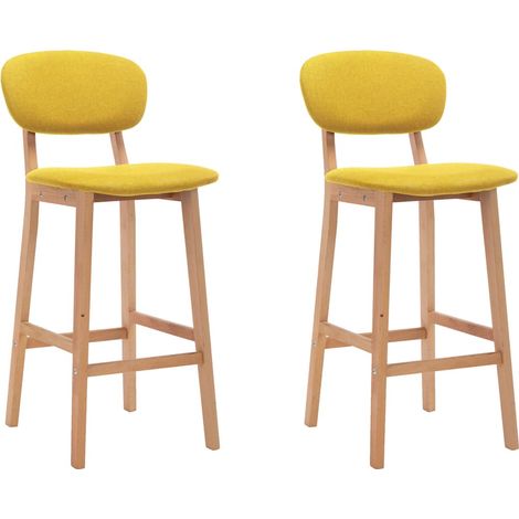 vidaXL Tabourets de bar lot de 2 jaune moutarde tissu (1/5)