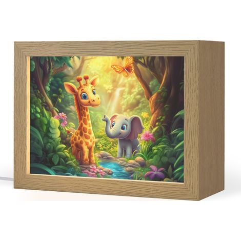 LUCE NOTTURNA PER BAMBINI Giraffa - Elefante - Fiori - Giungla 20x15 cm