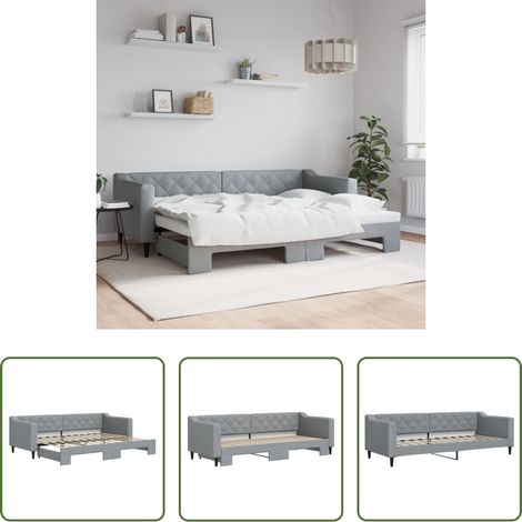 vidaXL Sofa-Bett - Tagesbett Ausziehbar Hellgrau 80x200 cm Stoff (1/5)