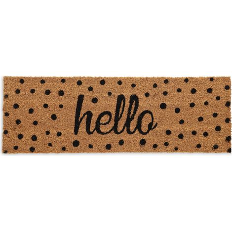 Relaxdays Zerbino Ingresso Casa, 75 x 25 cm, con Scritta, Tappeto per Interni e Esterni, in Fibra di Cocco, Marrone Nero