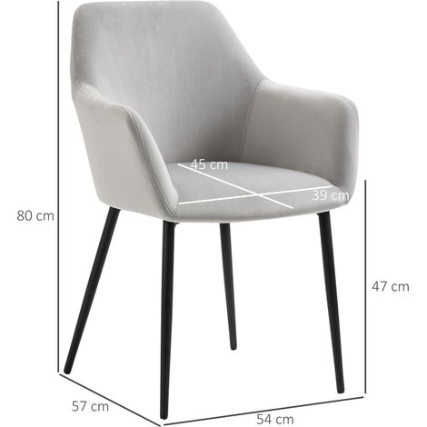 Fauteuils de salon scandinaves (lot de 2), dossiers et accoudoirs incurvés, assise rembourrée, 54 x 57 x 80 cm, gris (1/5)